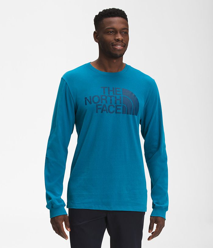 The North Face T-Shirts Long Sleeve Half Dome Blue - Mens - Thailand SOLFU-7384